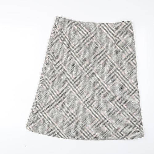 Betty Barclay Womens Grey Plaid Wool A-Line Skirt Size 14 Zip