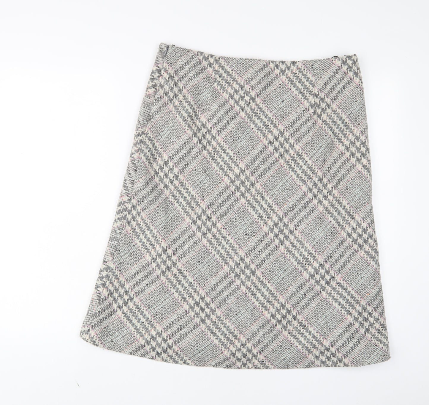 Betty Barclay Womens Grey Plaid Wool A-Line Skirt Size 14 Zip