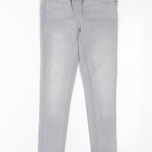 NEXT Girls Grey Cotton Jegging Jeans Size 9 Years L23 in Regular Pullover