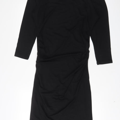 Marks and Spencer Womens Black Polyester A-Line Size 16 Crew Neck Pullover - Petite