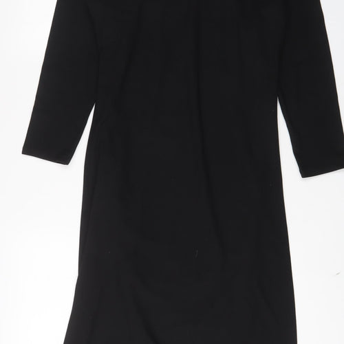 Marks and Spencer Womens Black Polyester A-Line Size 16 Crew Neck Pullover - Petite