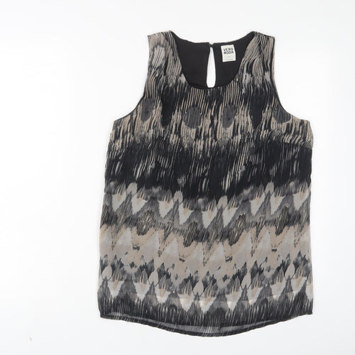 VERO MODA Womens Multicoloured Geometric Polyester Basic Tank Size S Scoop Neck