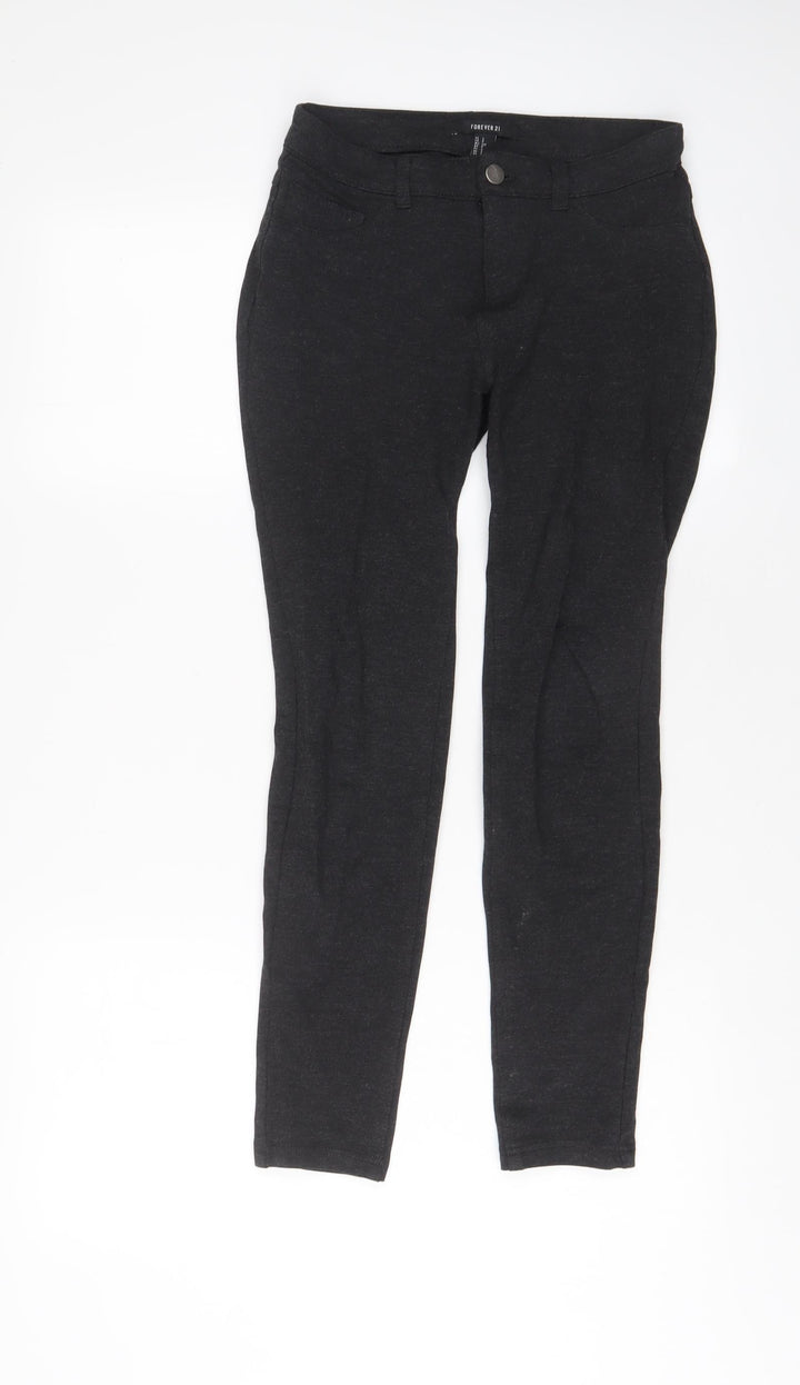 FOREVER 21 Womens Grey Viscose Trousers Size S L26 in Regular Snap