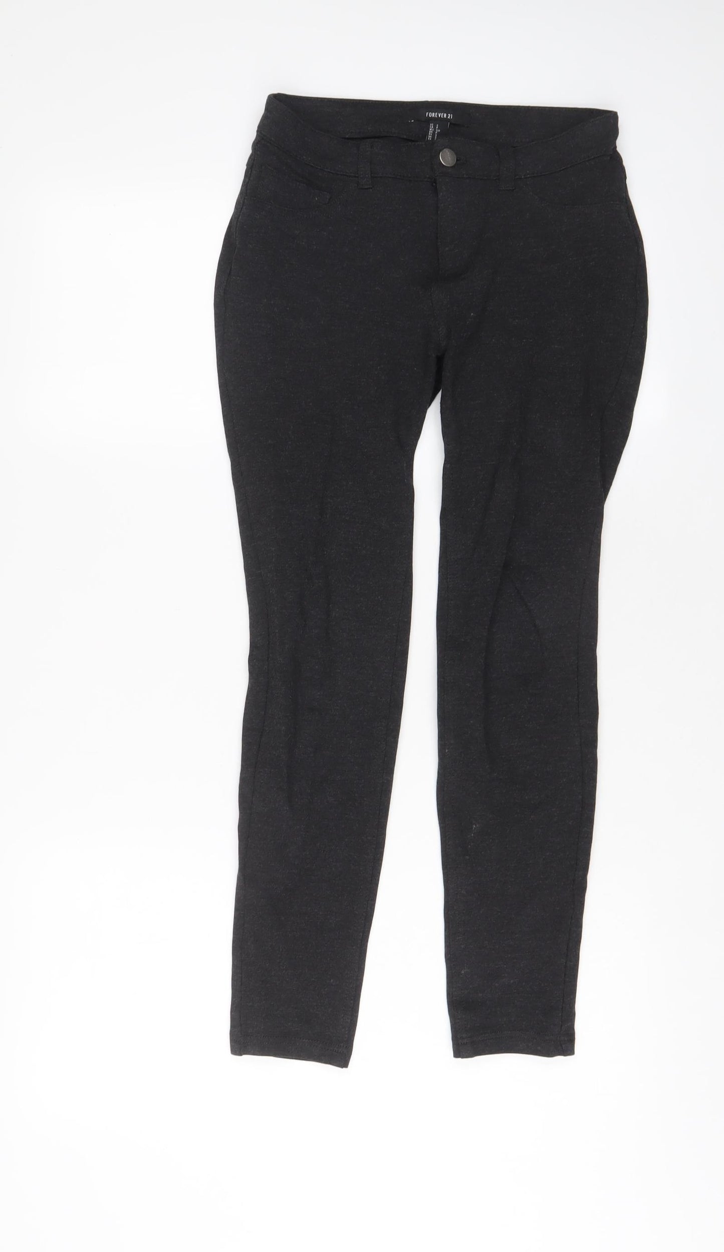 FOREVER 21 Womens Grey Viscose Trousers Size S L26 in Regular Snap