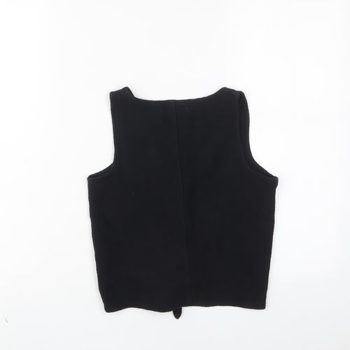Texture & Thread Womens Black Cotton Cropped Tank Size 2XS V-Neck