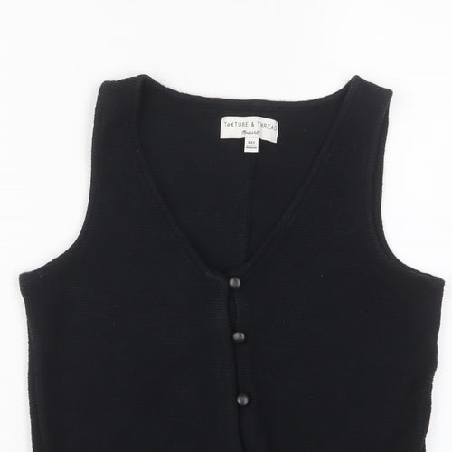 Texture & Thread Womens Black Cotton Cropped Tank Size 2XS V-Neck