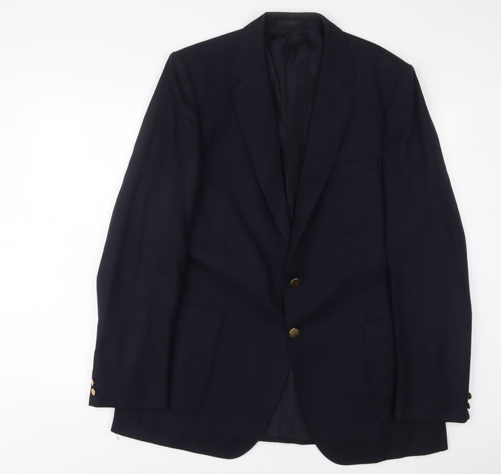 St Michael Mens Blue Wool Jacket Suit Jacket Size 44 Regular - Inside Pockets