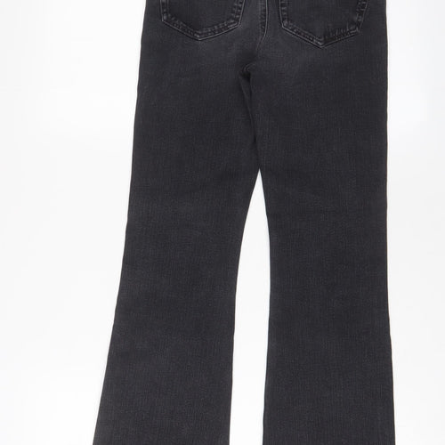 Marks and Spencer Womens Grey Cotton Flared Jeans Size 6 L28 in Slim Zip
