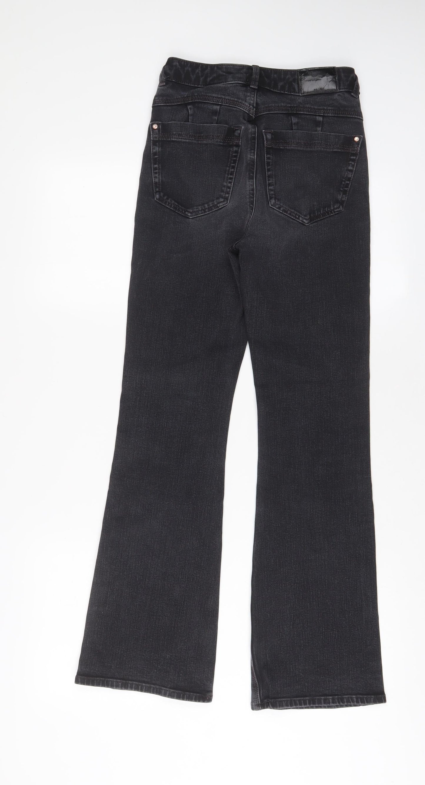 Marks and Spencer Womens Grey Cotton Flared Jeans Size 6 L28 in Slim Zip