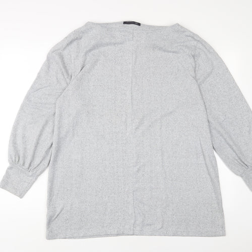 Marks and Spencer Womens Grey Boat Neck Geometric Polyester Pullover Jumper Size 18