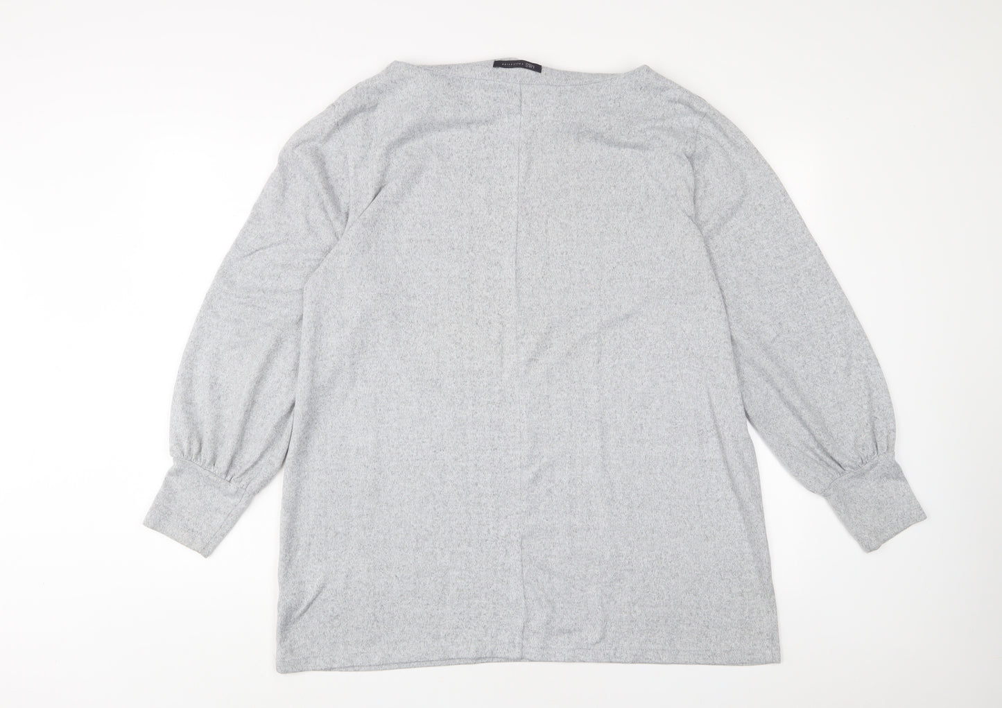 Marks and Spencer Womens Grey Boat Neck Geometric Polyester Pullover Jumper Size 18