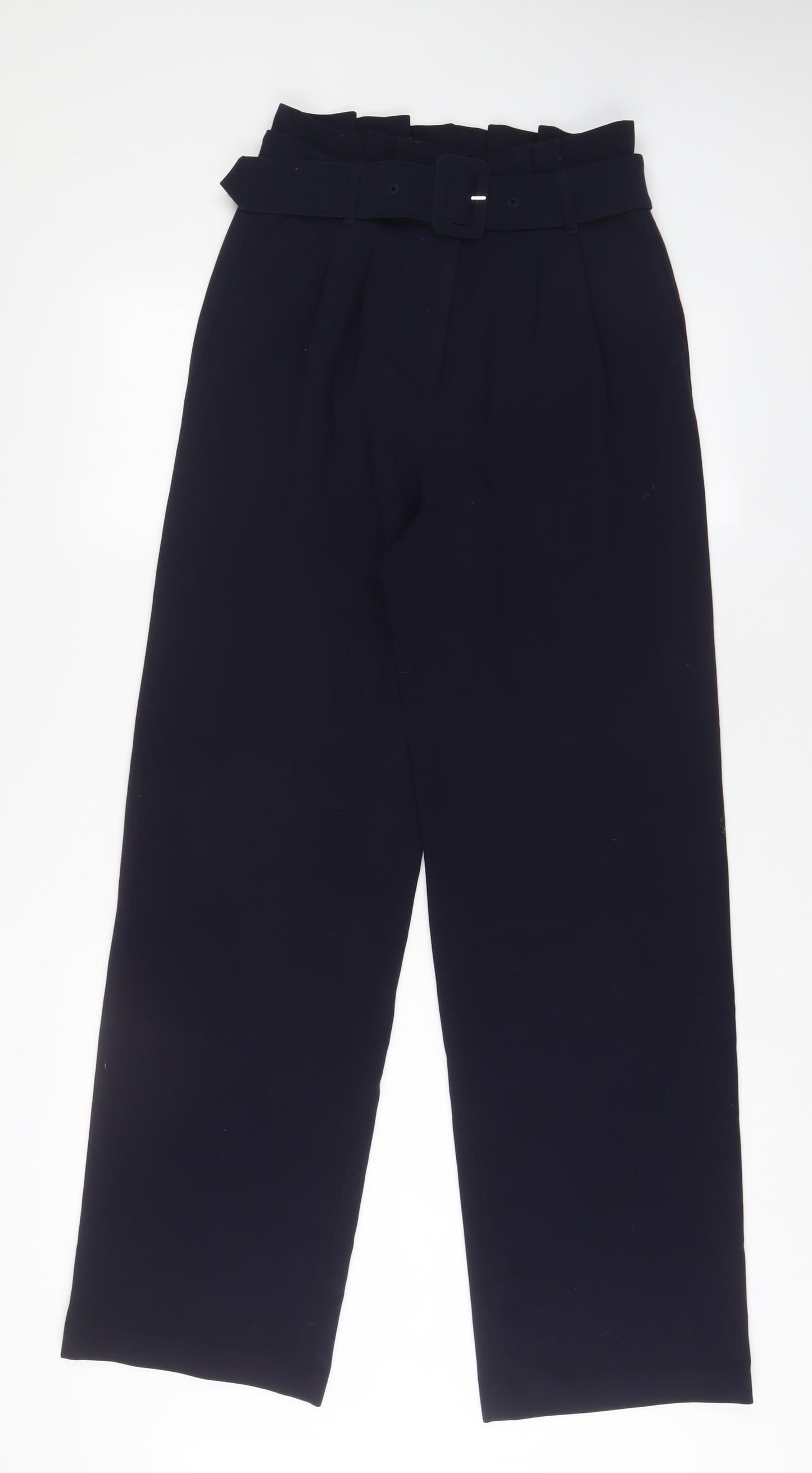 Boden Womens Blue Polyester Trousers Size 8 L32 in Regular Hook & Eye - Belted