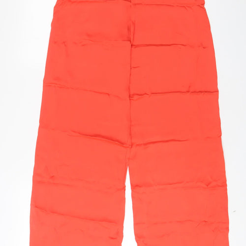Zara Womens Orange Viscose Trousers Size XS L32 in Regular Zip
