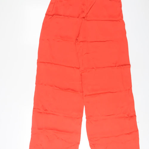Zara Womens Orange Viscose Trousers Size XS L32 in Regular Zip