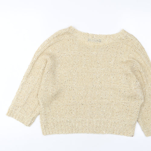 Select Womens Gold Boat Neck Acrylic Pullover Jumper Size 16 - Sequins