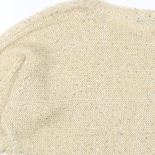Select Womens Gold Boat Neck Acrylic Pullover Jumper Size 16 - Sequins