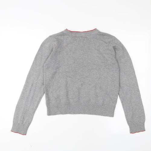 Gap Girls Grey Crew Neck Cotton Pullover Jumper Size 13 Years Pullover - Happy