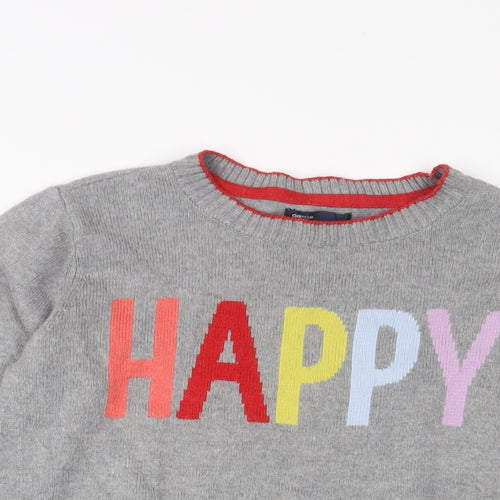 Gap Girls Grey Crew Neck Cotton Pullover Jumper Size 13 Years Pullover - Happy