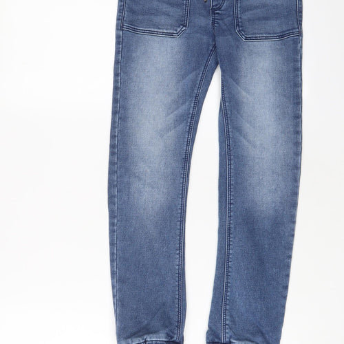 TAPE A L'OEIL Boys Blue Cotton Tapered Jeans Size 9 Months L22 in Regular Drawstring