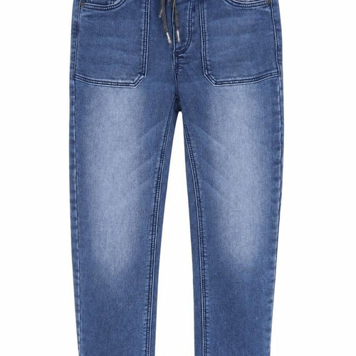 TAPE A L'OEIL Boys Blue Cotton Tapered Jeans Size 9 Months L22 in Regular Drawstring