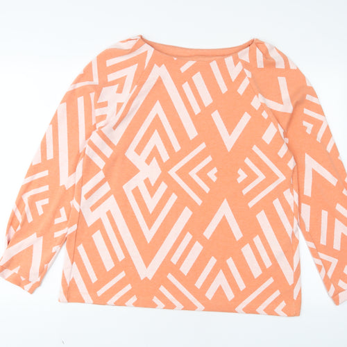 Street One Womens Orange Geometric Polyester Pullover Sweatshirt Size 16 Pullover