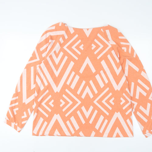 Street One Womens Orange Geometric Polyester Pullover Sweatshirt Size 16 Pullover