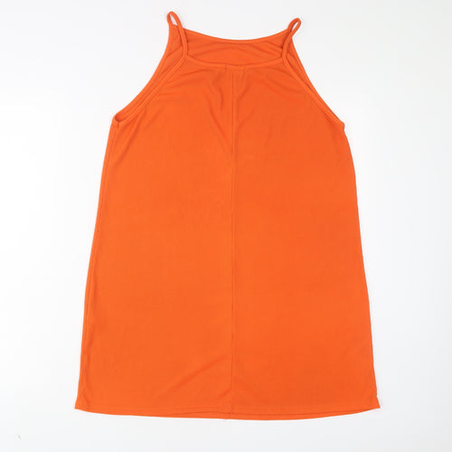 Boohoo Womens Orange Polyester A-Line Size 16 Scoop Neck Pullover