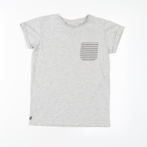 NEXT Boys Grey Cotton Basic T-Shirt Size 9 Years Crew Neck Pullover