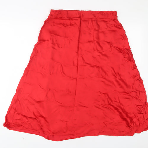 H&M Womens Red Viscose A-Line Skirt Size M