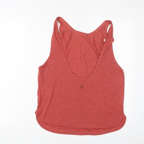 adidas Womens Red Polyester Basic Tank Size M Scoop Neck Pullover