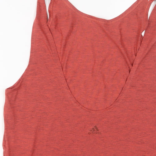 adidas Womens Red Polyester Basic Tank Size M Scoop Neck Pullover