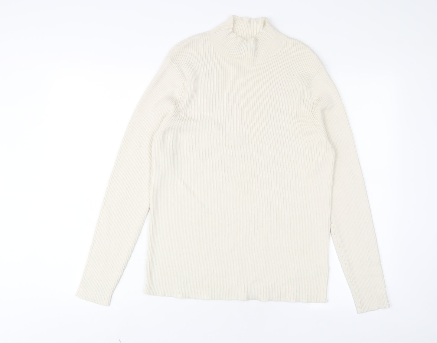 Marks and Spencer Womens Ivory High Neck Wool Pullover Jumper Size 18