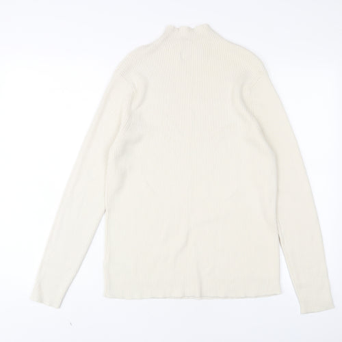 Marks and Spencer Womens Ivory High Neck Wool Pullover Jumper Size 18
