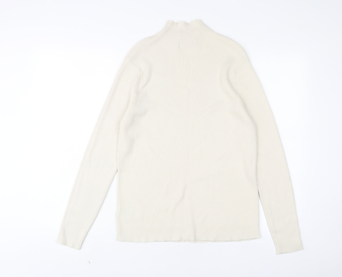 Marks and Spencer Womens Ivory High Neck Wool Pullover Jumper Size 18