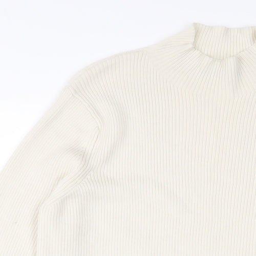 Marks and Spencer Womens Ivory High Neck Wool Pullover Jumper Size 18