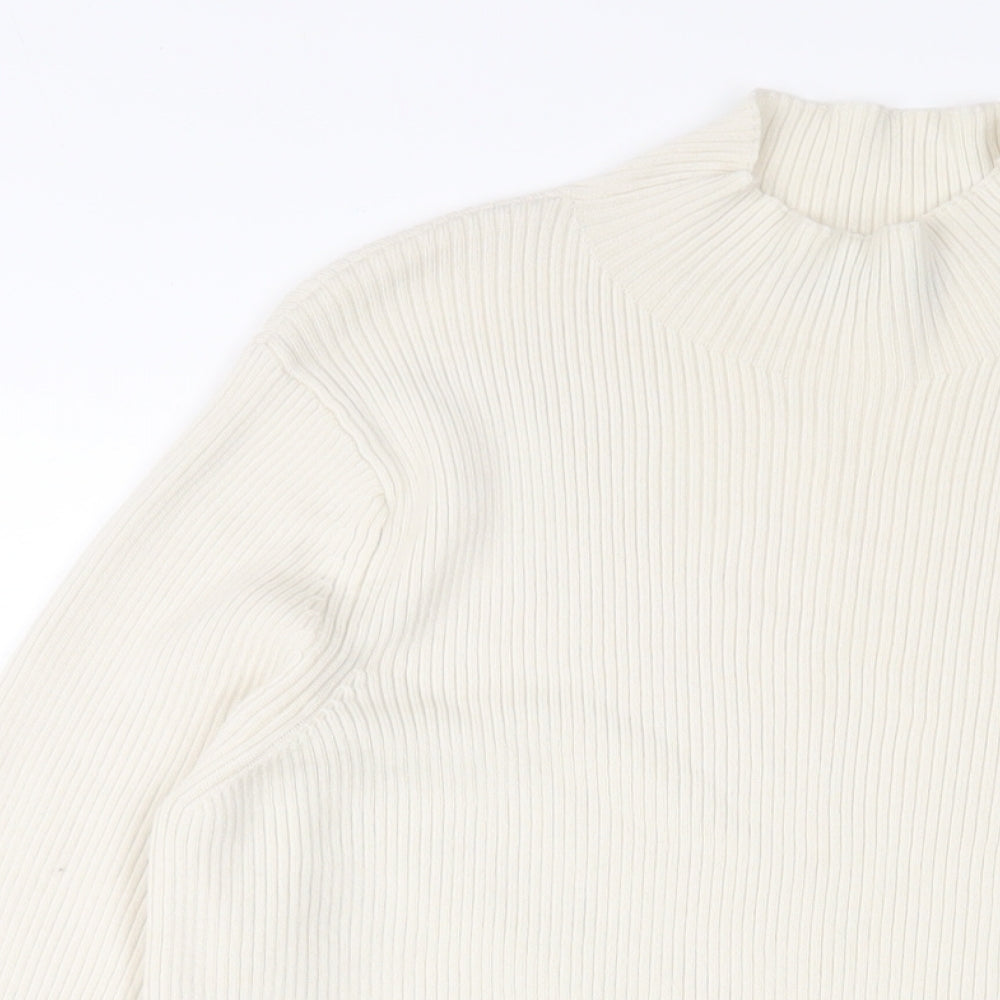 Marks and Spencer Womens Ivory High Neck Wool Pullover Jumper Size 18
