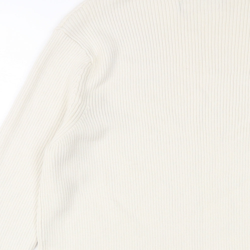 Marks and Spencer Womens Ivory High Neck Wool Pullover Jumper Size 18