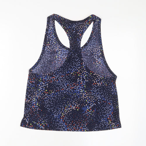 Goodmove Womens Blue Geometric Polyester Basic Tank Size 8 Scoop Neck Pullover