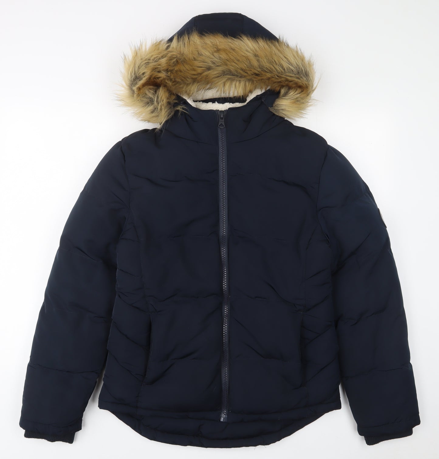 SoulCal&Co Womens Blue Parka Coat Size 10 Zip - Zip Pockets