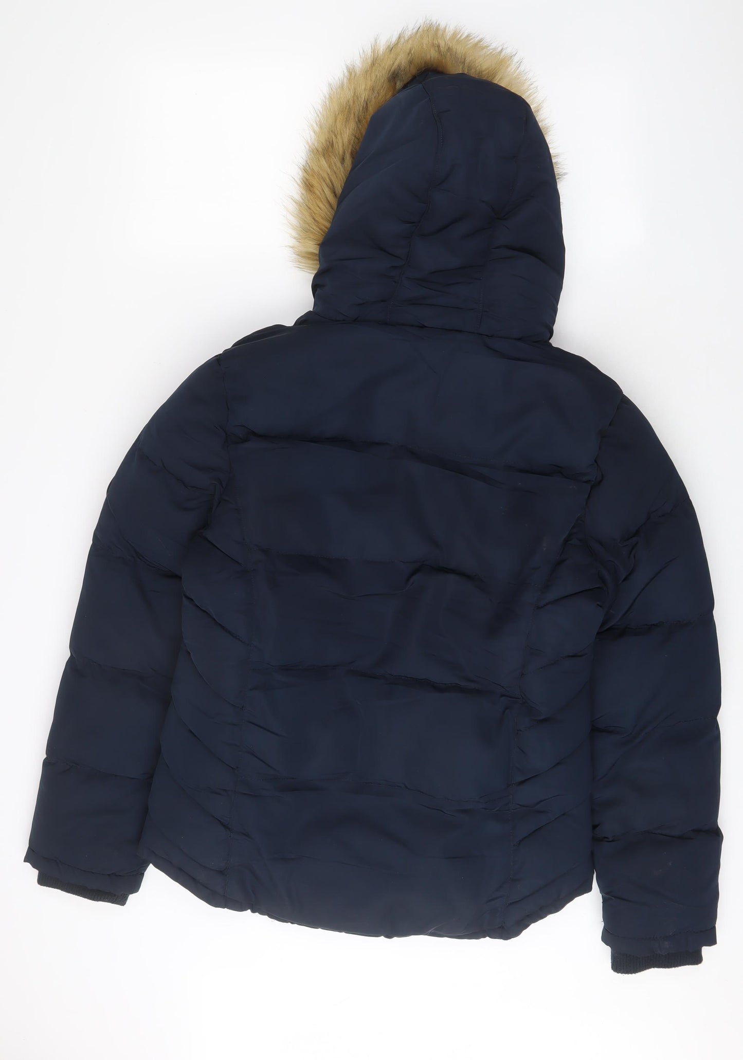 SoulCal&Co Womens Blue Parka Coat Size 10 Zip - Zip Pockets