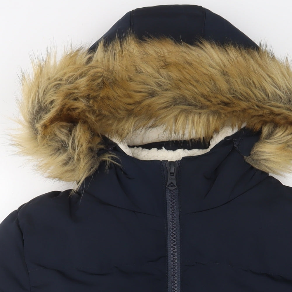 SoulCal&Co Womens Blue Parka Coat Size 10 Zip - Zip Pockets