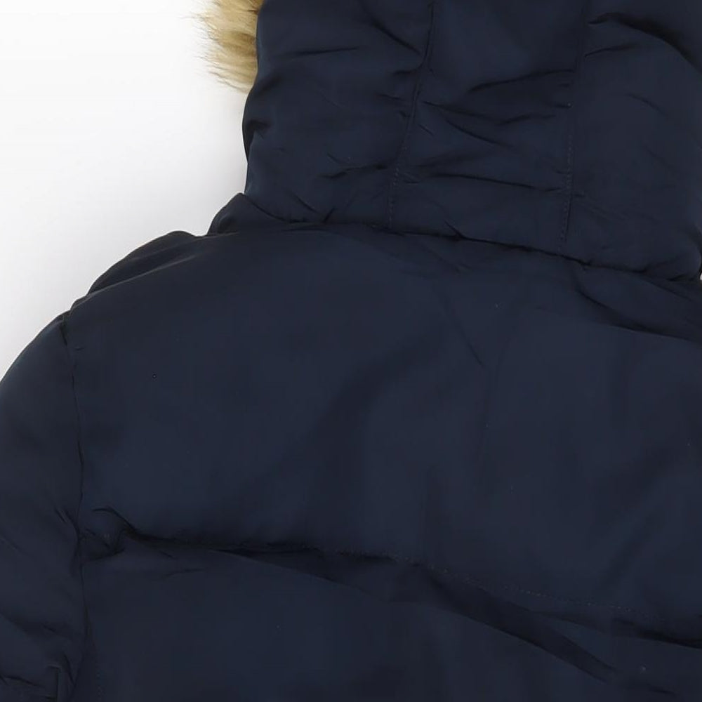 SoulCal&Co Womens Blue Parka Coat Size 10 Zip - Zip Pockets