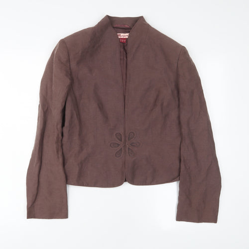 Monsoon Womens Brown Jacket Size 12 Hook & Eye - Embroidered