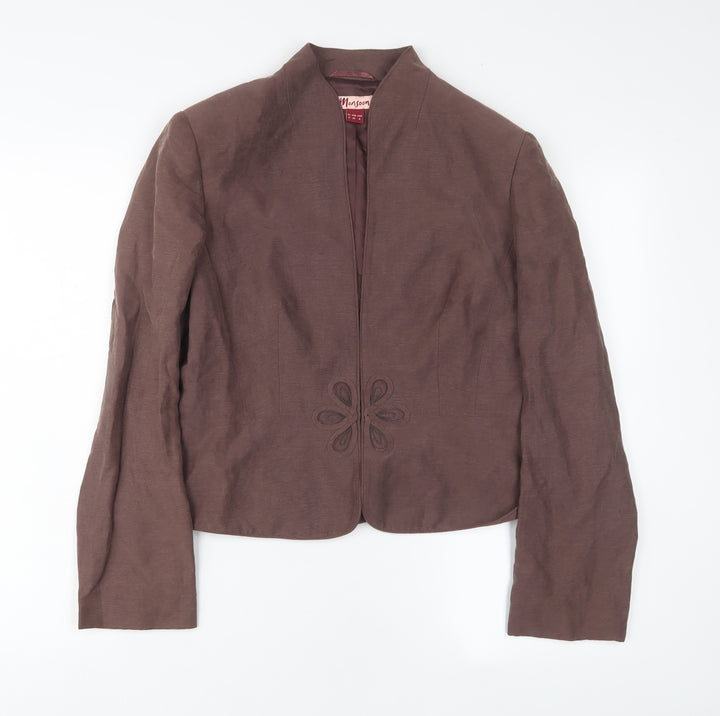 Monsoon Womens Brown Jacket Size 12 Hook & Eye - Embroidered