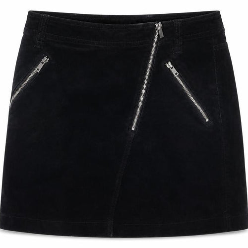 NEXT Womens Black Cotton A-Line Skirt Size 8 Zip - Zips
