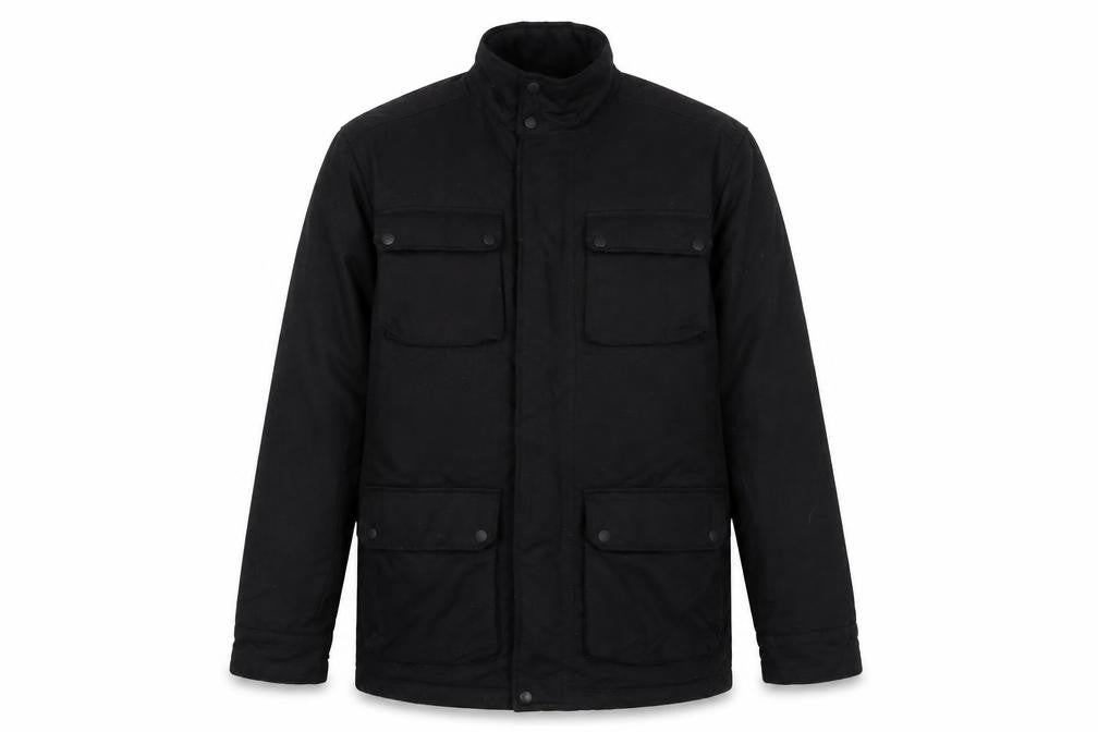 Front view of Marks & Spencer men’s black jacket, size M, zip