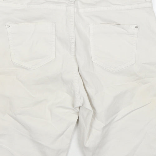 Dorothy Perkins Womens White Cotton Basic Shorts Size 14 L10 in Regular Zip