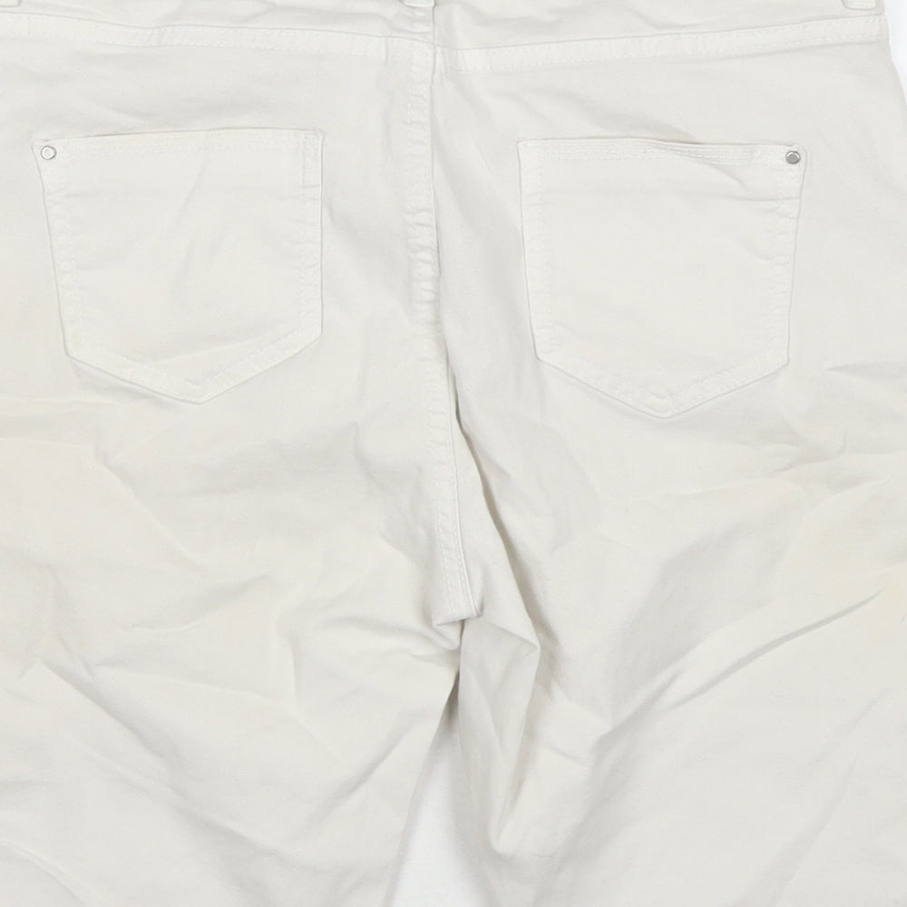 Dorothy Perkins Womens White Cotton Basic Shorts Size 14 L10 in Regular Zip