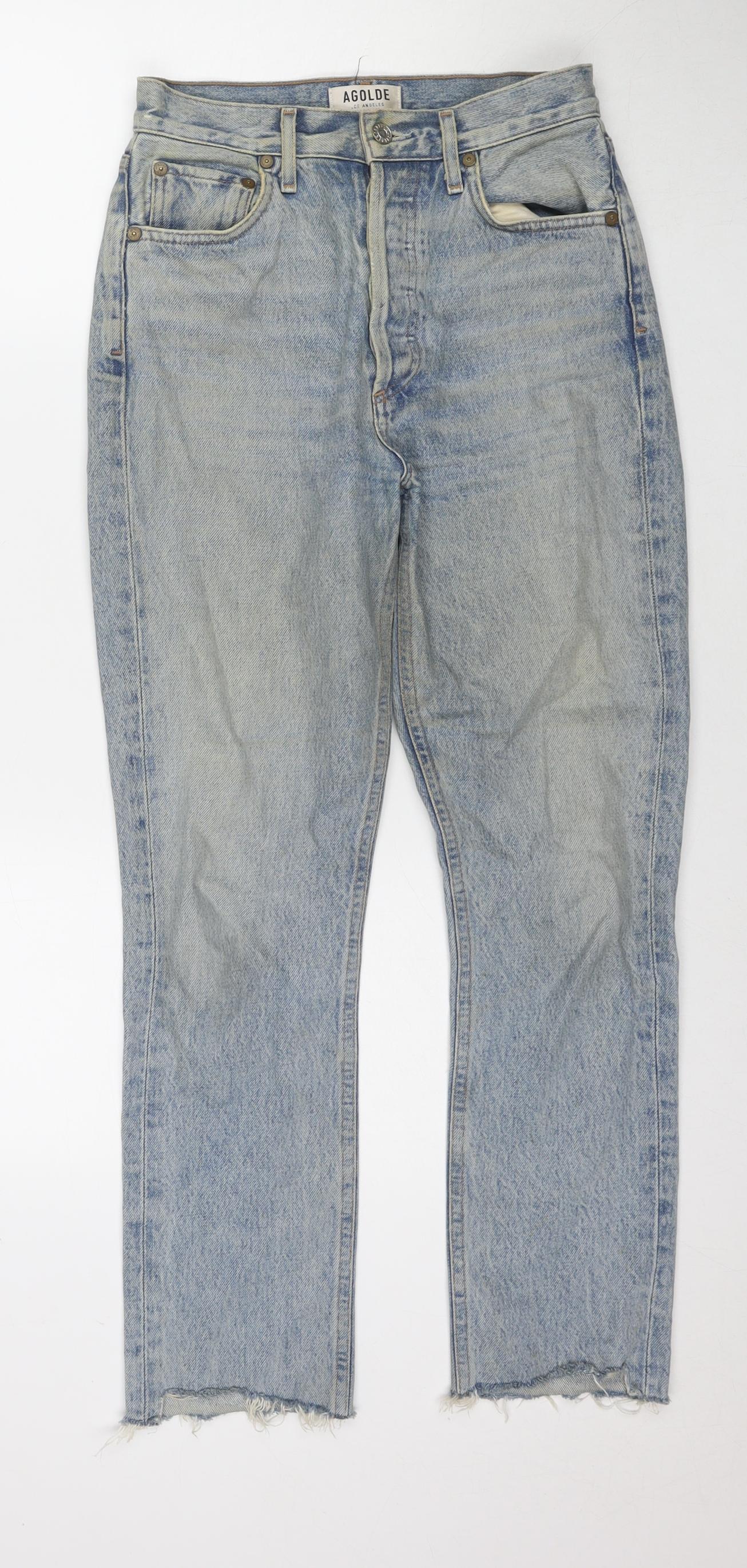 A Gold E Womens Blue Cotton Straight Jeans Size 6 L27 in Regular Zip