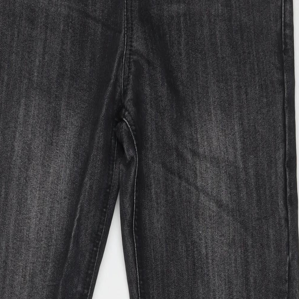 Marks and Spencer Boys Grey Cotton Straight Jeans Size 13-14 Years L31 in Regular Drawstring